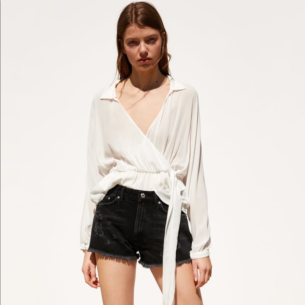 Semi Sheer Wrap Top